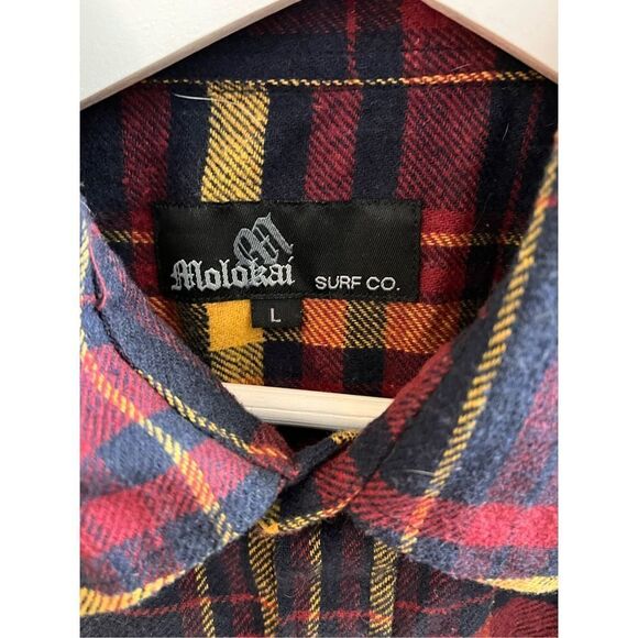 Molokai Surf Co. Primary Colors Plaid Flannel Shirt sz L - Picture 2 of 5